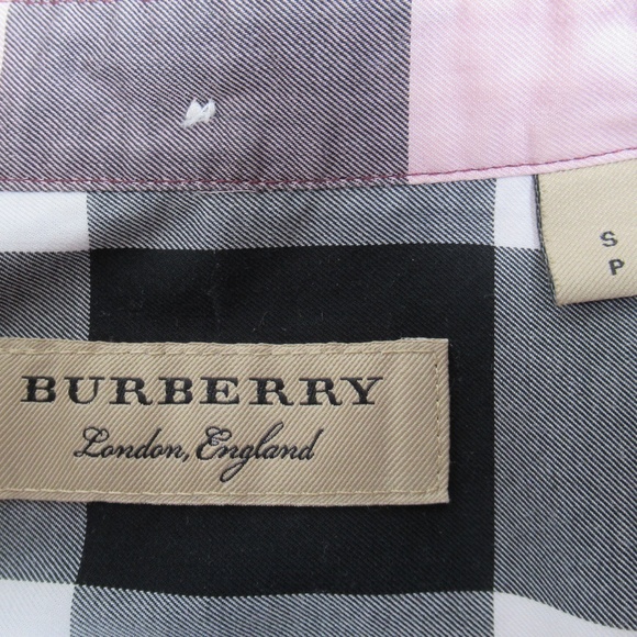 Burberry Men's Check Cotton Short Sleeve Shirt Pink Size S - Picture 9 of 12